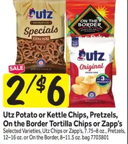 Stop&Shop Utz Potato or Kettle Chips, Pretzels, On the Border Tortilla Chips or Zapp's offer
