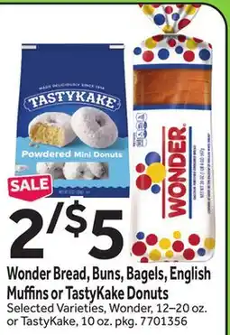 Stop&Shop Wonder Bread, Buns, Bagels, English Muffi ns or TastyKake Donuts offer