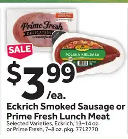 Stop&Shop Eckrich Smoked Sausage or Prime Fresh Lunch Meat offer