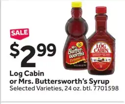 Stop&Shop Log Cabin or Mrs. Buttersworth's Syrup offer