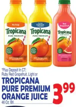 Bravo Supermarkets TROPICANA PURE PREMIUM ORANGE JUICE offer