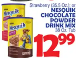 Bravo Supermarkets NESQUIK CHOCOLATE POWDER DRINK MIX 38 Oz. Tub offer