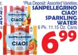 Bravo Supermarkets SANPELLEGRINO CIAO! SPARKLING WATER 6 Pk. 11.15 Oz. Cans offer
