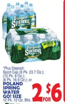 Bravo Supermarkets POLAND SPRING WATER GO! SIZE 12 Pk. 12 Oz. Btls offer