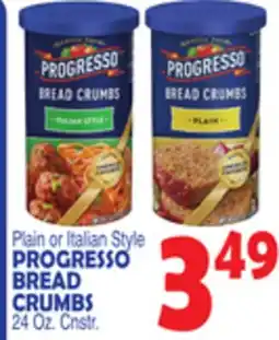Bravo Supermarkets PROGRESSO BREAD CRUMBS 24 Oz. Cnstr offer