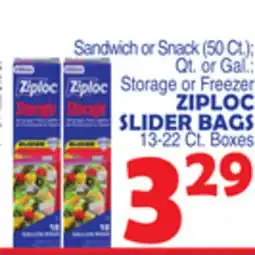 Bravo Supermarkets ZIPLOC SLIDER BAGS 13-22 Ct. Boxes offer