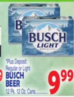 Bravo Supermarkets BUSCH BEER 12 Pk. 12 Oz. Cans offer