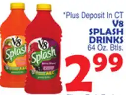 Bravo Supermarkets V8 SPLASH DRINKS 64 Oz. Btls offer