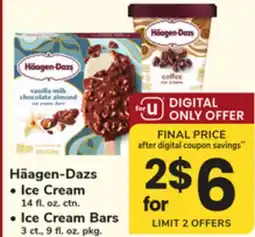 ACME Häagen-Dazs, Ice Cream 14 fl. oz. ctn., Ice Cream Bars 3 ct., 9 fl. oz. pkg offer
