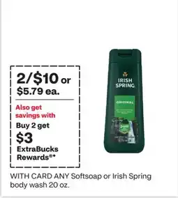 CVS ANY Softsoap or Irish Spring body wash offer