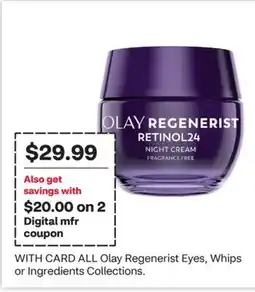 CVS ALL Olay Regenerist Eyes, Whips or Ingredients Collections offer