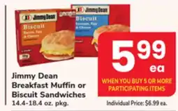 ACME Jimmy Dean Breakfast Muffin or Biscuit Sandwiches offer