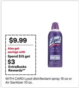 CVS Lysol disinfectant spray 19 oz or Air Sanitizer offer