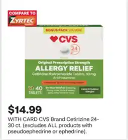 CVS CVS Brand Cetirizine 24-30 ct offer