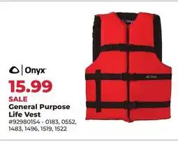 Runnings Onyx General Purpose Life Vest offer