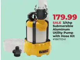 Runnings Dewalt 3/4hp Submersible Aluminum Utility Pump with Hose Kit offer