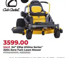 Runnings Cub Cadet 54 23hp Ultima Series Z254 Zero-Turn Lawn Mower offer