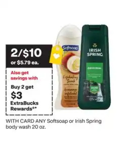 CVS ANY Softsoap or Irish Spring body wash offer