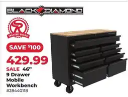Runnings Black Diamond 46 9 Drawer Mobile Workbench offer