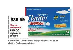 CVS Claritin adult allergy relief 60-70 ct. or children's chewables 60 ct offer