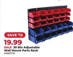 Runnings 30 Bin Adjustable Wall Mount Parts Rack offer