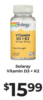 Lifethyme Solaray Vitamin D3 + K2 offer