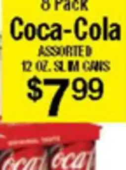 Western Beef 8 Pack Coca-Cola ASSORTED 12 OZ. SLIM CANS offer