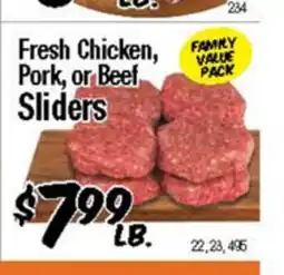 Western Beef Fresh Chicken, Pork, or Beef Sliders offer