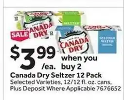 Stop&Shop Canada Dry Seltzer 12-Pack offer