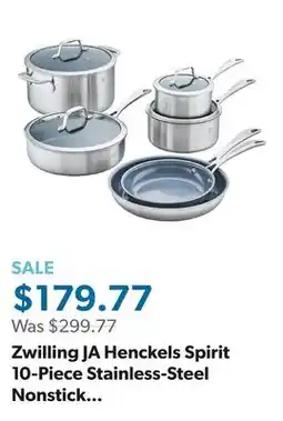 Sam's Club Zwilling JA Henckels Spirit 10-Piece Stainless-Steel Nonstick Cookware Set offer