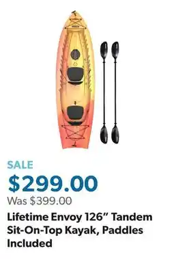 Sam's Club Lifetime Envoy 126 Tandem Sit-On-Top Kayak, Paddles Included offer