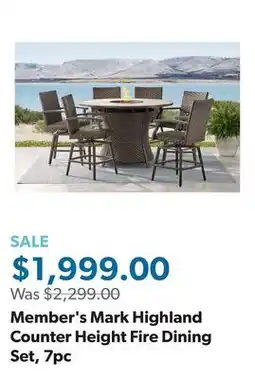 Sam's Club Member's Mark Highland Counter Height Fire Dining Set, 7pc offer