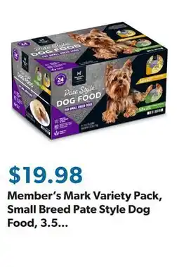 Sam's Club Member's Mark Variety Pack, Small Breed Pate Style Dog Food, 3.5 oz., 24 ct offer