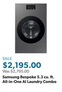 Sam's Club Samsung Bespoke 5.3 cu. ft. All-in-One AI Laundry Combo offer