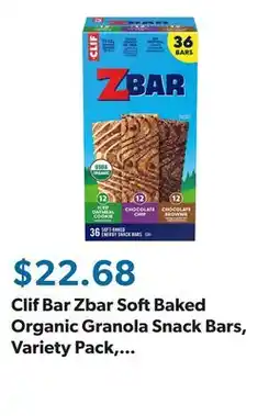 Sam's Club Clif Bar Zbar Soft Baked Organic Granola Snack Bars, Variety Pack, 36 pk offer