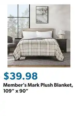 Sam's Club Member's Mark Plush Blanket, 109 x 90 offer