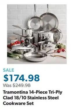 Sam's Club Tramontina 14-Piece Tri-Ply Clad 18/10 Stainless Steel Cookware Set offer