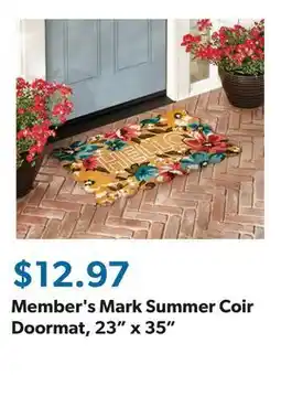 Sam's Club Member's Mark Summer Coir Doormat, 23 x 35 offer