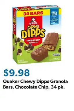 Sam's Club Quaker Chewy Dipps Granola Bars, Chocolate Chip, 34 pk offer