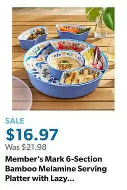 Sam's Club Member's Mark 6-Section Bamboo Melamine Serving Platter with Lazy Susan Base and Storage Lid offer