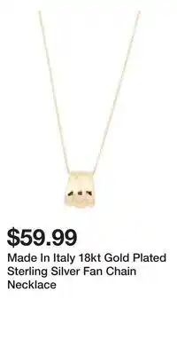 TJ Maxx Made In Italy 18kt Gold Plated Sterling Silver Fan Chain Necklace offer