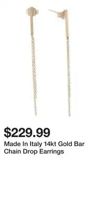 TJ Maxx Made In Italy 14kt Gold Bar Chain Drop Earrings offer