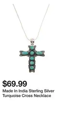 TJ Maxx Made In India Sterling Silver Turquoise Cross Necklace offer