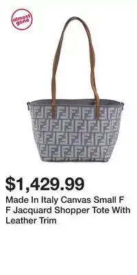 TJ Maxx Made In Italy Canvas Small F F Jacquard Shopper Tote With Leather Trim offer