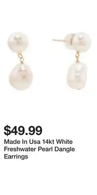 TJ Maxx Made In Usa 14kt White Freshwater Pearl Dangle Earrings offer