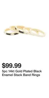 TJ Maxx 5pc 14kt Gold Plated Black Enamel Stack Band Rings offer