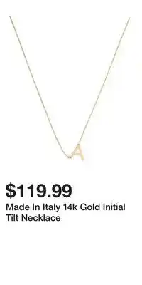 TJ Maxx Made In Italy 14k Gold Initial Tilt Necklace offer