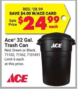 Ace Hardware Ace 32 Gal. Trash Can offer