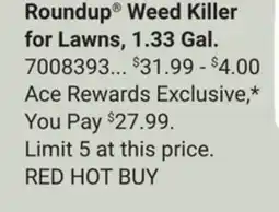 Ace Hardware Roundup Weed Killer for Lawns, 1.33 Gal offer