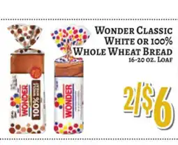 Trade Fair Supermarket Wonder Classic White or 100% Whole Wheat Bread offer